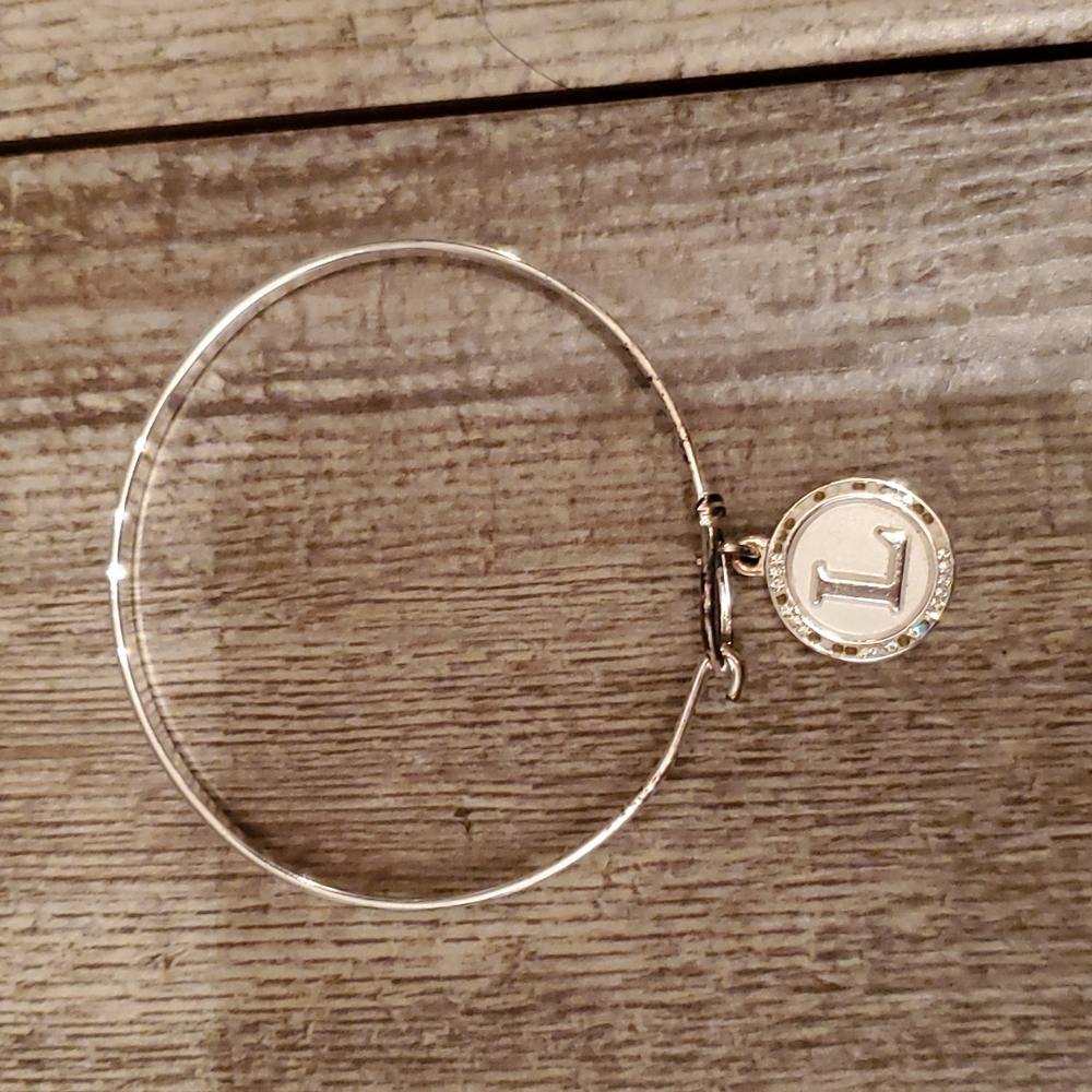 Initial L bangle charm bracelet